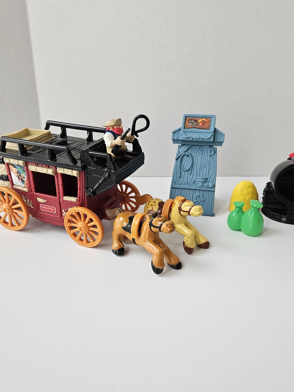 Vintage Fisher-Price Great Adventures Wild West Carriage and Cowboy Lot 97'